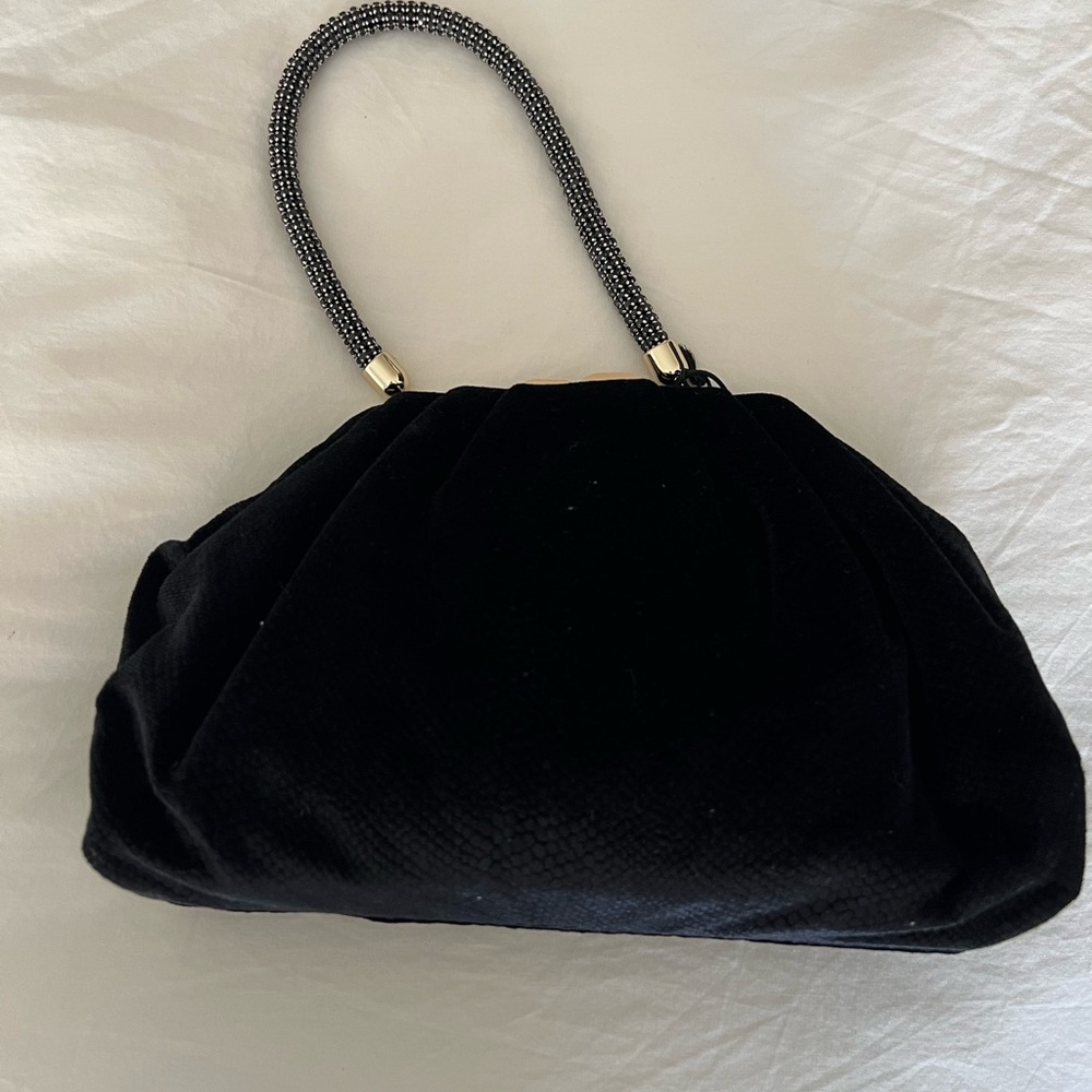 Brand new unused w/tags Caitlin Velvet Crystal Handle Bag
